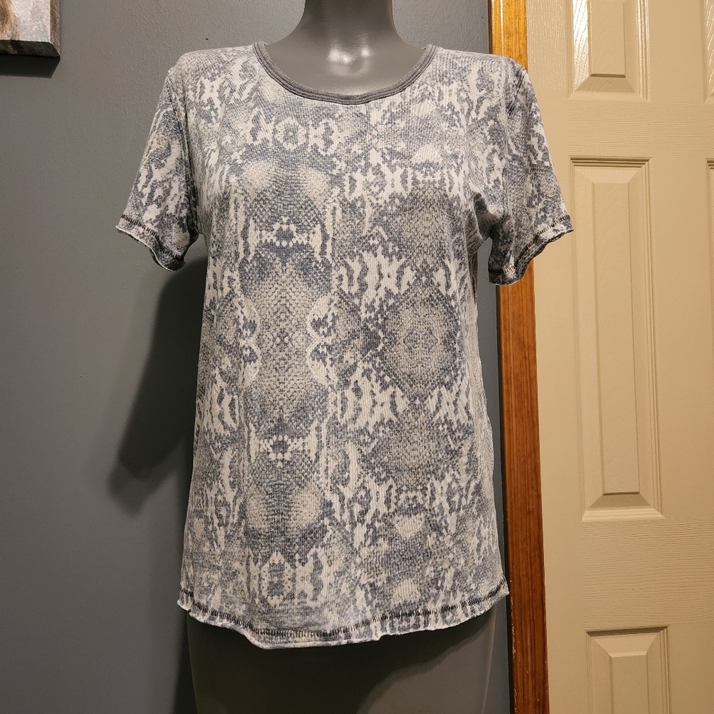 Free People Anthropologie snakeskin print tissue-thin tshirt